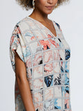 Eco Fabric Ruched Tie Sleeve V Neck Top