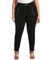 Plus Size Classic Fit Pull On Ankle Pant with Zipper Detail