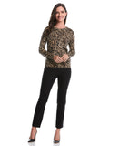 Animal Print Chain Neck Detail Top