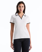 Petite Contrast Trim Johnny Collar Polo