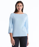 Petite Button Detail 3 4 Sleeve Top