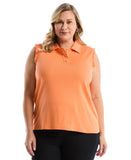 Plus Size Ruffle Trim Polo