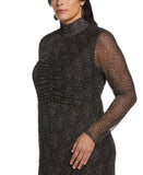 Mock Neck Mesh Midi Dress