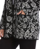 Paisley Print Patch Pocket Open Cardigan
