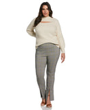 Plus Size Cut Out Cable Knit Sweater