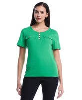 Petite Welt Pocket Button Detail Top
