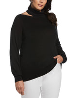 Rib Trim Cut Out Sweater