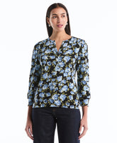 Petite Floral Print Shirred Top