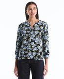 Petite Floral Print Shirred Top
