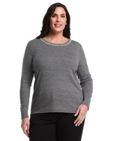 Plus Size Embellished Neck Top