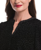 Cheetah Print Split Neck Popover Blouse