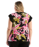 Plus Size Tropical Print Ruffle Top