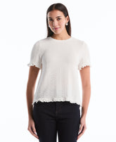 Petite Puckered Ruffle Sleeve Top
