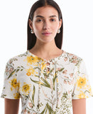 Garden Print Lace Up Top