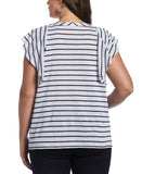 Stripe Lace Up Flutter Sleeve Top