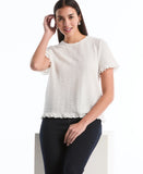 Petite Puckered Ruffle Sleeve Top