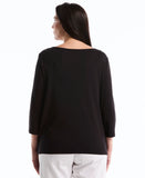 Plus Size Button Detail 3 4 Sleeve Top
