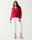 Plus Size Cable Knit V Neck Sweater
