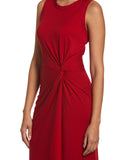 Ponte Knit Twist Front Midi Dress