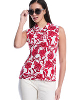 Botanical Print Ruffle Trim Polo