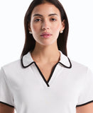 Petite Contrast Trim Johnny Collar Polo