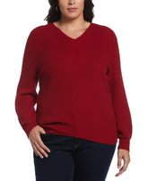 Plus Size Essential Ribbed V Neck Sweater