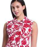 Botanical Print Ruffle Trim Polo