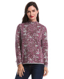 Floral Paisley Print Mock Neck Sweater