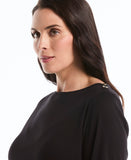 Plus Size Button Detail 3 4 Sleeve Top