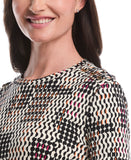 Geo Print Laced Crew Neck Top