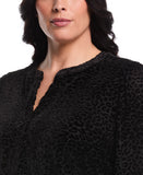Plus Size Cheetah Print Split Neck Popover Blouse