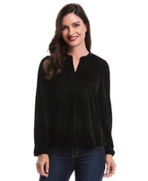 Cheetah Print Split Neck Popover Blouse