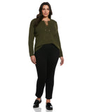 Plus Size Front Lace Up Sweater