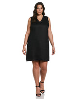 Ruffle Neck Linen Dress