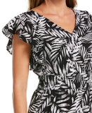 Palm Print Ruffle Dress