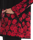 Floral Print Patch Pocket Open Cardigan