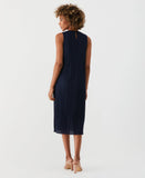 Partially Lined Plisse Midi Dress