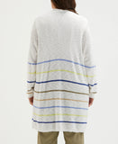 Plus Size Organic Cotton Linen Blend Striped Duster Cardigan Sweater