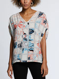 Eco Fabric Ruched Tie Sleeve V Neck Top