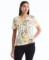 Garden Print Lace Up Top