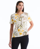 Garden Print Lace Up Top
