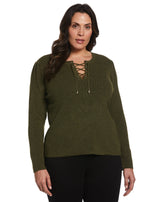 Plus Size Front Lace Up Sweater