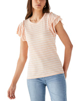 Stripe Ruffle Sleeve Tee