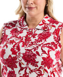 Plus Size Botanical Print Ruffle Trim Polo