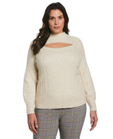 Plus Size Cut Out Cable Knit Sweater