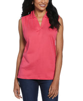 Ribbed V Neck Polo