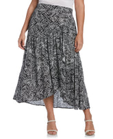 Printed Crepe Faux Wrap Skirt