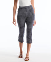Petite Tile Print Capri With Riveted Vent