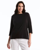 Plus Size Button Detail 3 4 Sleeve Top