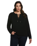 Plus Size Front Lace Up Sweater